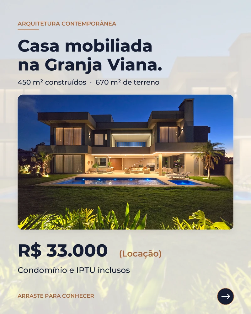 Arte real de divulgação de uma casa na Granja Viana